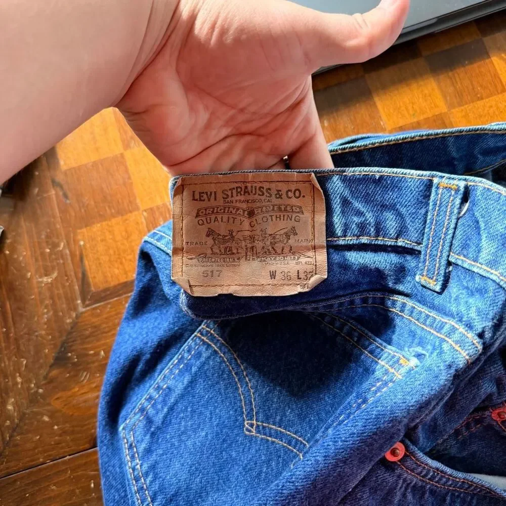 Vintage 1989 Levi’s 517 Orange Tab Bootcut Made in USA Dark Wash Jeans 36 x 32